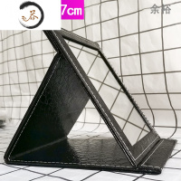 HAOYANGDAO折叠化妆镜大号台式梳妆镜高清便携小镜子书桌宿舍客厅随身镜子女 [黑鄂小号包边款]折叠化妆镜便携式用镜