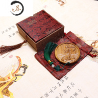HAOYANGDAO七夕节绿檀木镜子便携化妆镜随身闺蜜礼品小镜子生日礼物送女朋友 绿檀 圆镜[青荷]流苏布袋礼便携式用镜
