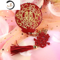 HAOYANGDAO结婚压腰随身便携化妆小镜子新娘挂脖子红镜子一对陪嫁用品大全 富贵圆喜 镜一个便携式用镜