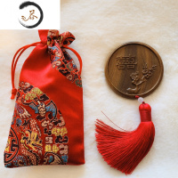 HAOYANGDAO化妆镜木质玉檀香绿檀木荷莲花随身结婚送礼嫁妆汉服便携小圆镜子 绿檀木 囍 简装便携式用镜