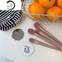 HAOYANGDAO馨帮帮韩版可爱不规则小镜子圆形少女心随身便携化妆镜补妆镜女 4蓝嘴巴 默认便携式用镜