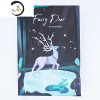 HAOYANGDAO北欧台式化妆镜创意韩国梳妆镜便携可爱纸镜收纳储物随身折叠镜子 绿野仙鹿便携式用镜