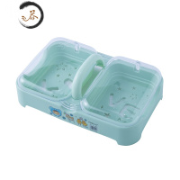 HAOYANGDAO带盖双格创意洗衣皂盒沥水肥皂盒香皂盒大号便携多层有盖双层旅行 北欧款-绿色