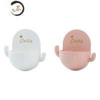 HAOYANGDAO仙人掌皂盒创意沥水肥皂架多功能壁挂式免打孔北欧香皂收纳置物架 [2个装:白色+粉色]