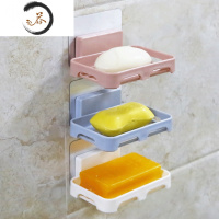 HAOYANGDAO浴室肥皂盒壁挂式沥水香皂盒家用个性创意置物架卫生间免打孔 3个装:白-蓝-粉