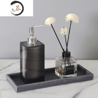 HAOYANGDAO酒店洗手液瓶浴室套装按压空瓶乳液分装瓶卫生间样板房大理石托盘 3件套银色按压头浴室用品套件