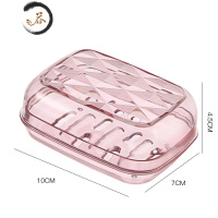 HAOYANGDAO肥皂盒菱形创意透明便携式沥水皂托卫生间双层新款家用大号香皂盒 石榴红