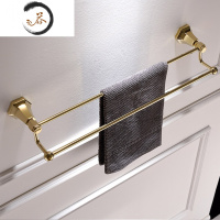 HAOYANGDAO金色全铜欧式毛巾架卫生间浴室五金厕所置物架浴巾架打孔挂件套装 金色双杆浴室用品套件