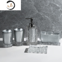 HAOYANGDAO卫浴洗漱套装五件套浴室轻奢卫生间牙具样板间星级酒店洗手台摆件 银色五件套 电动牙刷架款浴室用品套件