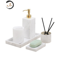 HAOYANGDAO大理石纸巾盒浴室套件精品样板间四五件套欧式轻奢牙刷架卫浴套装 爵士白套装5——托盘B浴室用品套件