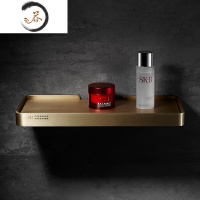 HAOYANGDAO黄铜毛巾架轻奢置物架全铜卫生间浴巾架浴室马桶刷挂件套装收纳架 拉丝金黄铜挂件—置物台(2浴室用品套件