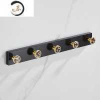 HAOYANGDAO轻奢卫生间毛巾浴巾架大理石北欧厕所浴室双杆置物架五金挂件套装 拉丝金+黑大理石排钩浴室用品套件