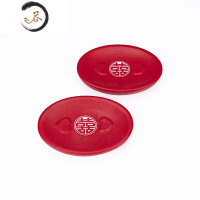 HAOYANGDAO红色喜庆陶瓷皂盒结婚用品伴手礼家用肥皂碟香皂盒中式婚庆皂托 爱心皂盒(双喜)(一对)