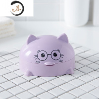 HAOYANGDAO婴儿肥皂盒可爱有盖皂托美式抖音盒子置物架圆形免打孔香皂架 小猫紫色香皂盒