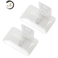 HAOYANGDAO沥水肥皂盒免打孔粘贴壁挂肥皂架创意大号皂碟卫生间香皂架香皂盒 水晶白2个