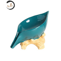 HAOYANGDAO北欧ins 现代简约陶瓷复古卫浴装饰肥皂托首饰戒指架摆 墨绿叶子香皂盒