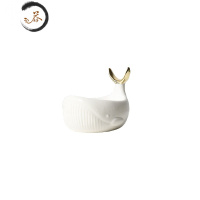 HAOYANGDAO北欧ins 现代简约陶瓷复古卫浴装饰肥皂托首饰戒指架摆 鲸鱼香皂盒白色