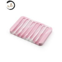 HAOYANGDAO创意硅胶肥皂盒架沥水学生宿舍卫生间个性可爱免打孔旅行香皂托盘 [迷彩方形]淡粉白