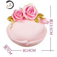 HAOYANGDAO壁挂大码艺术香皂盒免打孔沥水入户置物架肥皂盒中式高端手工皂盒 甜蜜红玫瑰花壁挂皂盘