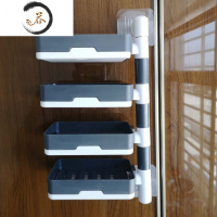 HAOYANGDAO肥皂盒壁挂式浴室卫生间香皂盒双层免打孔旋转沥水收纳置物架 四层[赠2备用贴]-灰色[加厚]