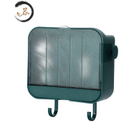 HAOYANGDAO肥皂盒带盖免打孔壁挂式创意双层沥水架家用卫生间香皂置物架 森林绿