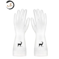 HAOYANGDAO新疆刷碗耐用型厨房洗碗手套防水橡胶清洁家务洗衣服乳胶手套 白色鹿 S