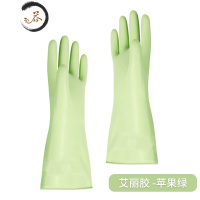 HAOYANGDAO橡胶手套洗碗女薄款贴手厨房家用刷碗器家务清洁洗衣服防水胶皮 苹果绿[艾丽胶材质 耐磨防刺穿] M