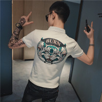 皓朴社会小伙短袖t恤男夏季韩版潮流印花翻领polo衫潮牌半袖体恤上衣