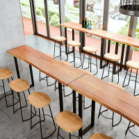 杞沐吧台桌实木桌椅组合商用酒吧台阳台靠墙高脚窄桌子长条靠墙小吧台