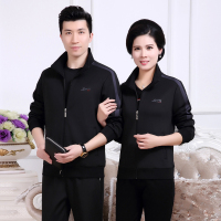 中老年运动套装男春秋爸爸装情侣套装中年妈妈装运动服三件套