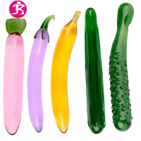 水晶阳具玻璃按摩震动冰火棒女用后庭肛塞自慰器成人情趣性用品 吉祥小炮 嫣紫茄子后庭震动棒