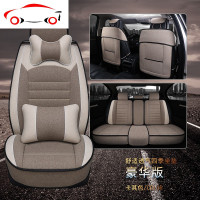 汽车坐垫四季通用全包亚麻座垫吉利新帝豪远景X3博越缤越专用座套 JING PING 豪华版-神秘黑