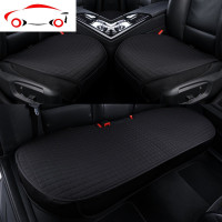 汽车坐垫单片无靠背三件套亚麻全包后排后座四季通用座垫夏季车垫 JING PING 全包方格麻魔力咖单片