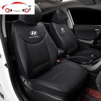 北京现代瑞纳悦纳朗动领动伊兰特悦动菲斯塔汽车坐垫全包真皮座套 JING PING 黑色红压边豪华版