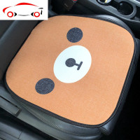 四季通用汽车单片坐垫女可爱车垫卡通前排后排长垫棉麻前座后座垫 JING PING 座垫三件套(鸡与蛙)