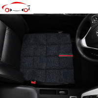 荞麦壳无靠背单片三件套棉麻方垫彩条四季垫通用汽车亚麻坐垫 JING PING 咖啡后排长片