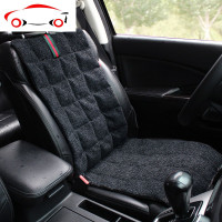 荞麦壳单个方格窄版小蛮腰棉麻夏冬季通用四季垫汽车亚麻坐垫 JING PING 米色单个坐垫*1