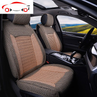 亚麻汽车坐垫四季奥迪A6LQ5奇骏途观L雅阁昂科威CRV夏季冰丝座套 JING PING 黑色豪华版[五座]