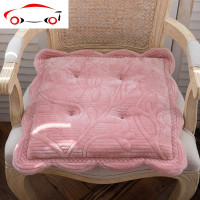 韩国秋冬加厚毛绒坐垫防滑法兰绒椅子垫保暖餐椅垫汽车办公室坐垫 JING PING 橡皮粉 48*48cm