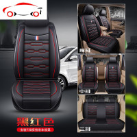 七座卡通汽车坐垫五菱宏光S宝骏730威旺M50f皮革四季座垫全包座套 JING PING 7座豪华版=黑红色