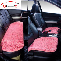 汽车坐垫套法兰绒珊瑚绒毛绒毛毛虫四季通用座垫单片雪尼尔三件套 JING PING 黑色三件套(加强防滑底布)