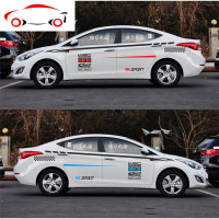 汽车贴纸 改装车身个性腰线拉花全车装饰贴划痕贴 整车贴画 通用 JING PING 国产材料黑加红