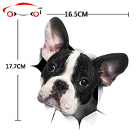 小狗墙贴3d立体抖音网红汽车贴纸车划痕遮挡遮盖大面积创意长条 JING PING 黑狗[16.5*17.5cm]