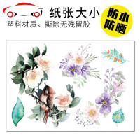 创意个性车贴车身汽车贴纸划痕遮挡创意个性改装3D立体花朵鸟贴画 JING PING 枝上鸟532款/一版A4纸大小