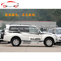 三菱帕杰罗车贴PAJERO改装拉花车身贴纸三腰线彩条劲畅字母侧裙 JING PING 银灰色一套送灯眉5门版