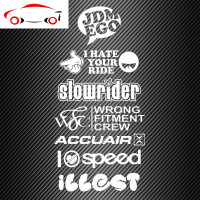 JDM改装潮流汽车老低趴贴纸贴画顾高尔夫英文字反光后档风玻璃贴 JING PING 大众款(纯白色)