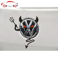 大众速腾波罗凌渡高尔夫7改黑色车标贴耳机车贴恶魔标个性搞笑 JING PING 黑色恶魔贴