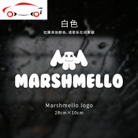 Marshmello棉花糖潮牌汽车贴纸电子音乐XX眼笑脸DJ遮挡划痕车身贴 JING PING logo反光银白