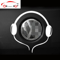 适用于大众新POLO高尔夫7菠萝车尾标车贴耳机个性贴纸 改装装饰贴 JING PING 反光黄