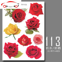 玫瑰花车贴创意划痕遮挡个性改装车身拉花遮盖装饰贴纸3D立体防水 JING PING 红玫瑰/热卖推荐113